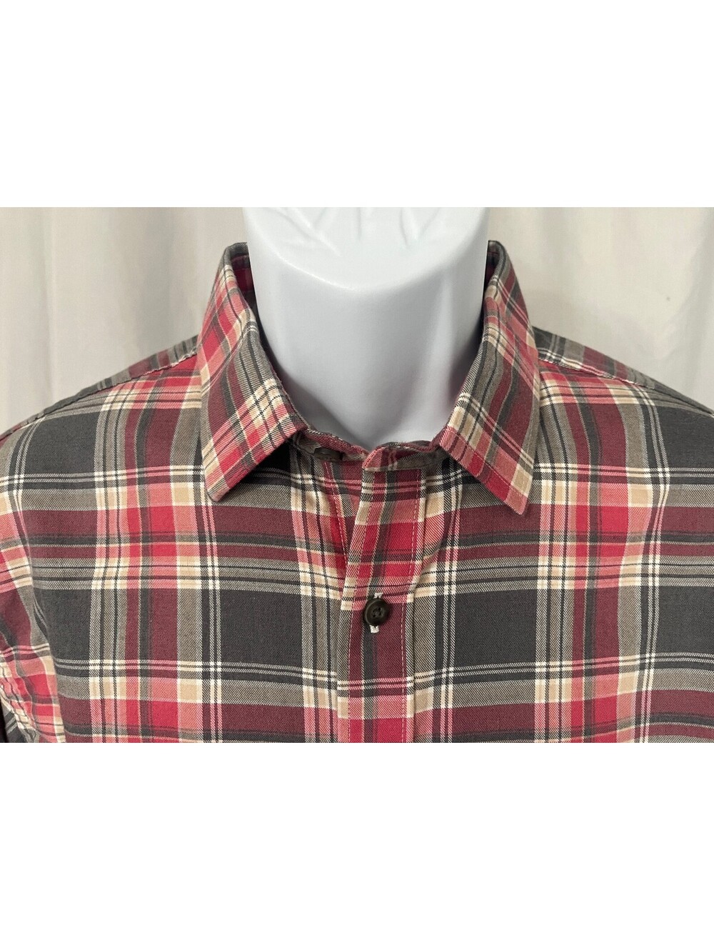 UNTUCKit Men's Pink Gray Khaki Plaid Long Sleeve Shirt Medium M EUC